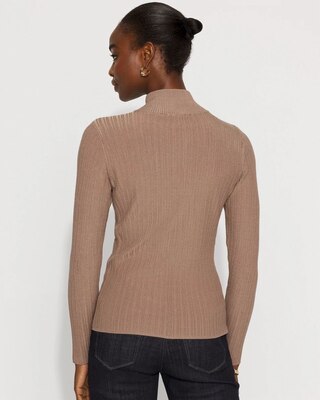 【L'Appartement 】Rib B/N Knit Rib Knit Half-Zip Mock Neck Sweater | White House Black Market